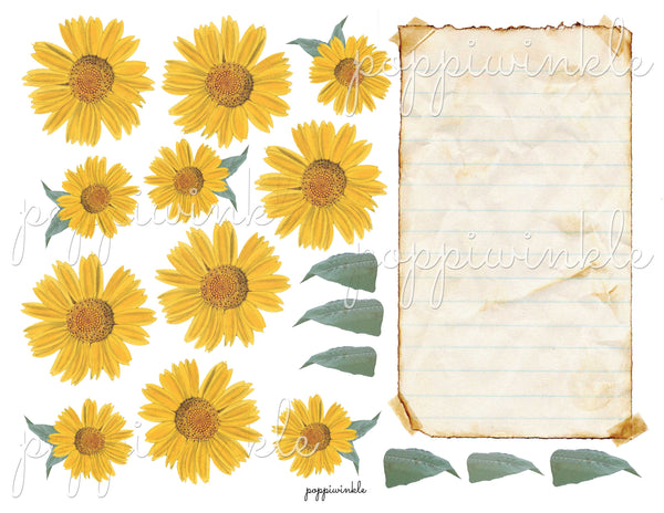 Sunflower printable fuss cuts