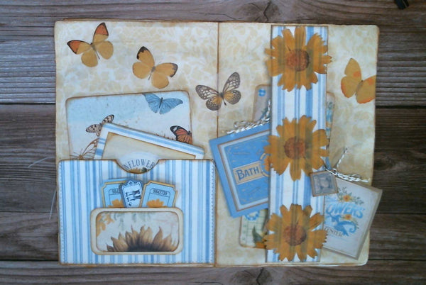 Yellow and Blue Junk Journal Spread Made From Printable