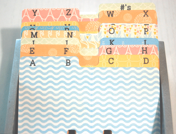 Rolodex Dividers - 2 Letters per Divider - Multi Pattern