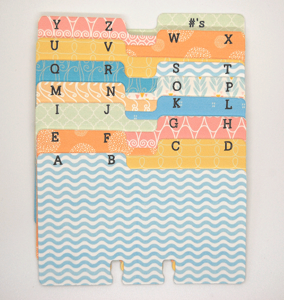 Rolodex Dividers - 2 Letters per Divider - Multi Pattern