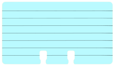 Tiny Rolodex refill card. The card is colored pastel blue and has 7 lines for writing.