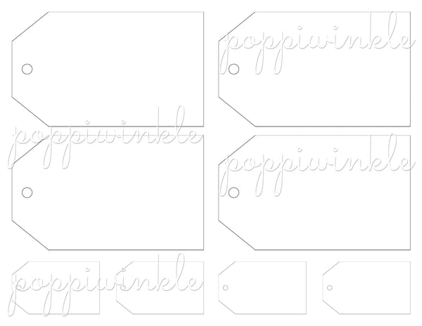 Eight Tag Templates: Four large and four small. Print them on the cardstock of your choice and cut them out.