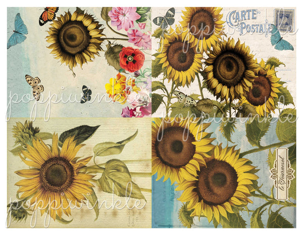 Sunflower printable journaling cards