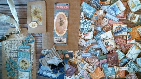 Digital Papers - Ephemera Postage Stamps and Numbers