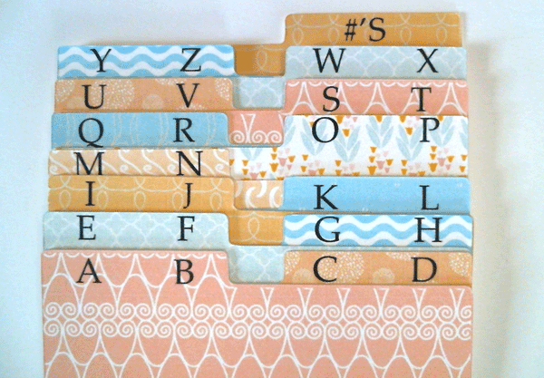 Rolodex Dividers - 2 Letters per Divider - Multi Pattern