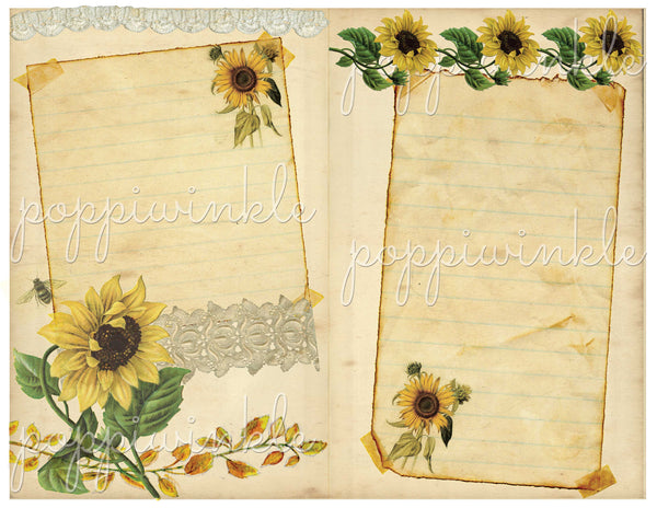 Sunflower Junk Journal Spread Page 3