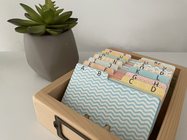 Rolodex Dividers - 2 Letters per Divider - Multi Pattern