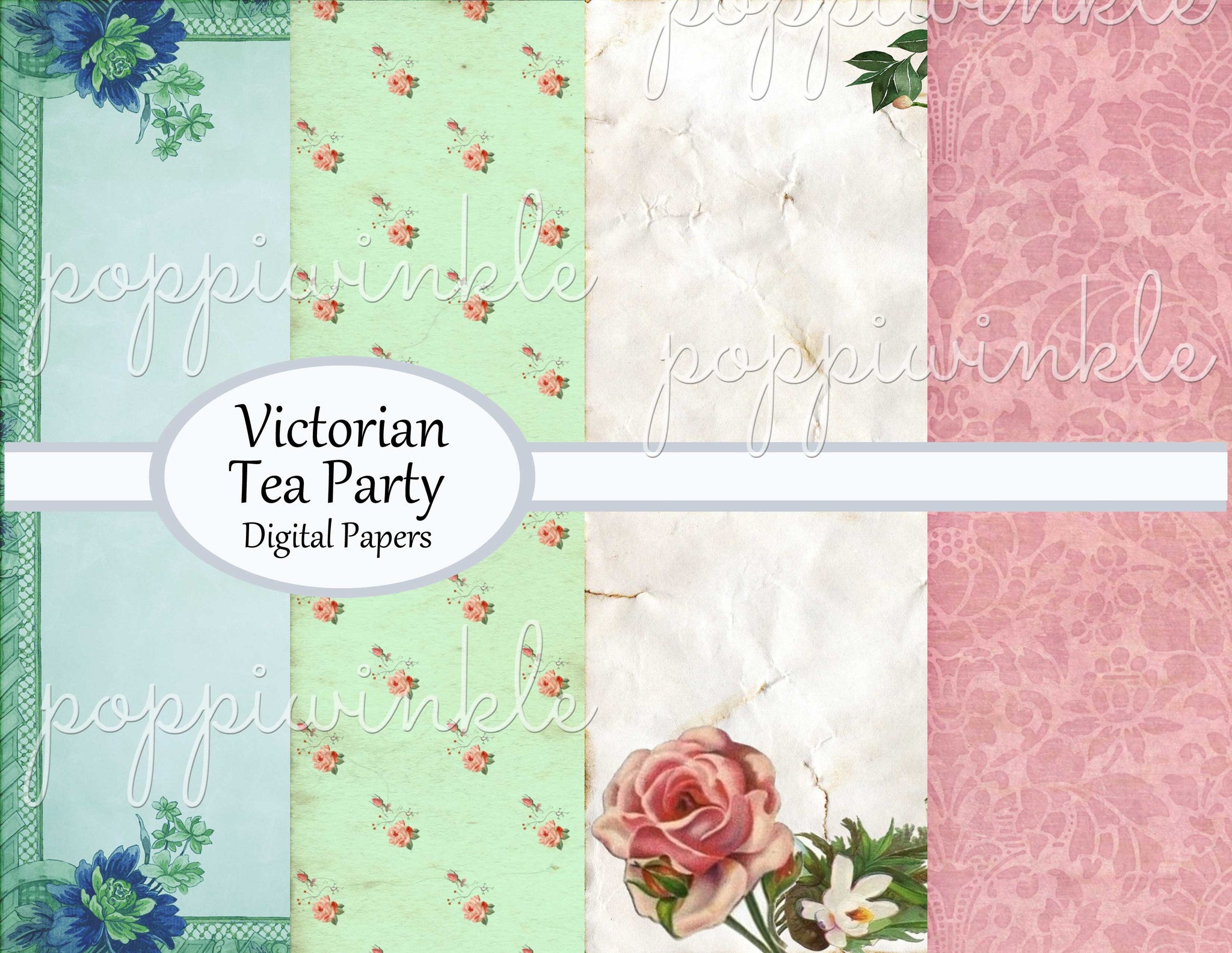 Digital Papers - Tea Party – poppiwinkle